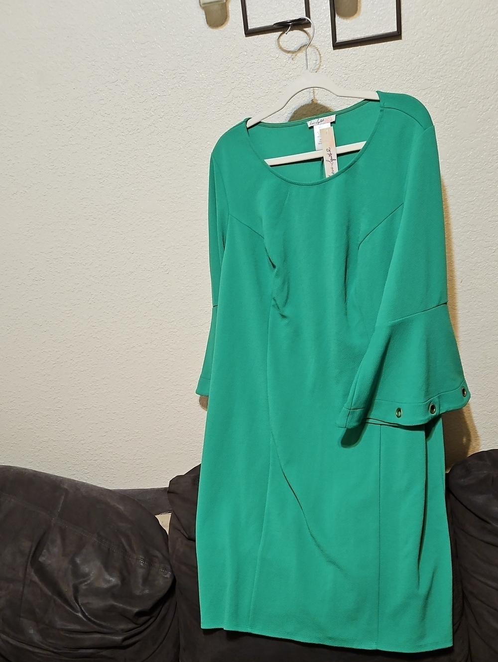 Love Squared Teal-Green Bell Sleeve Midi Dress